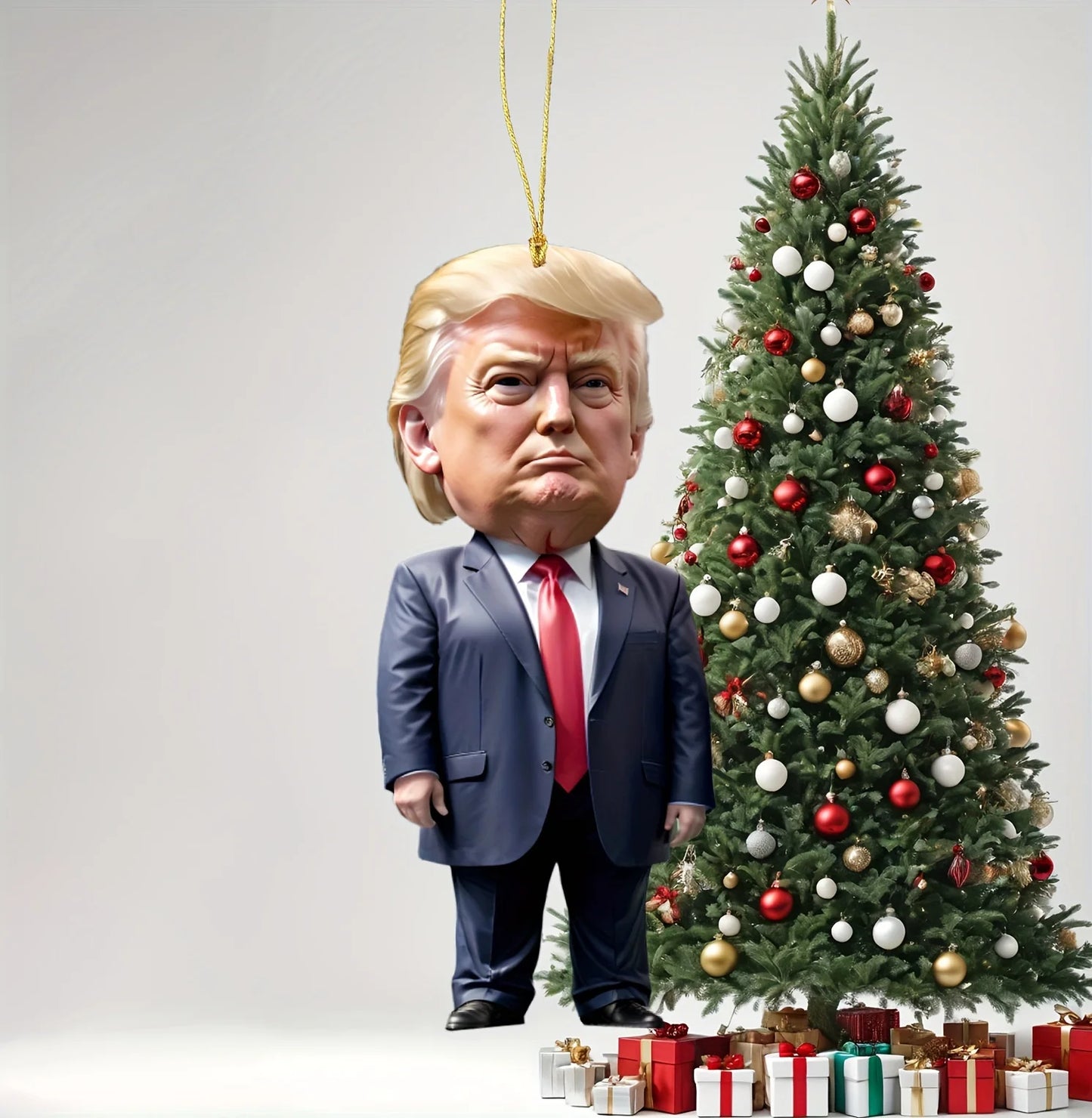 Trump Christmas Ornament 2024 - Funny Acrylic Tree Decoration & Car Pendant