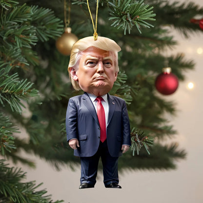 Trump Christmas Ornament 2024 - Funny Acrylic Tree Decoration & Car Pendant