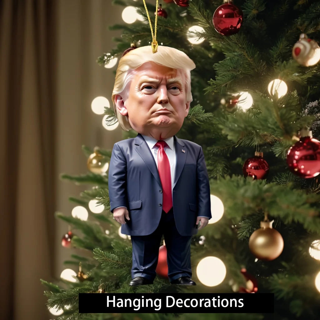 Trump Christmas Ornament 2024 - Funny Acrylic Tree Decoration & Car Pendant