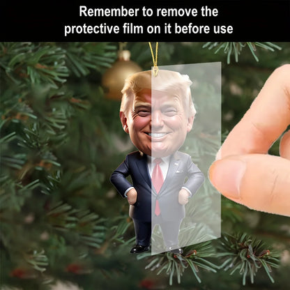 Trump Christmas Ornament 2024 - Funny Acrylic Tree Decoration & Car Pendant